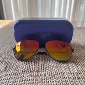 Kurt Geiger Be Kind Rainbow Lens 62mm Oversized Aviator Sunglasses with Case